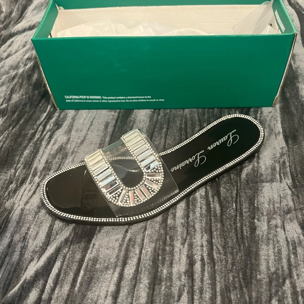 Elegant Silver Slide Sandals by Lauren Lorraine size 8.5
